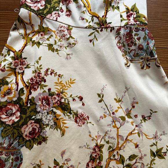 Moda International beige floral antique vase strapless midi dress SIZE 8 - Picture 4 of 6